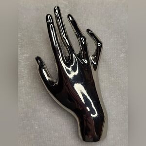 NEW Glossy Metal Large Hand Shape Brooch / Pin for Men and Women
